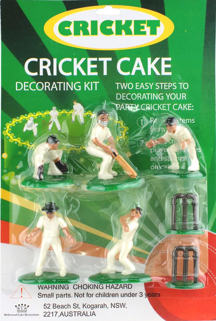 Cricket Themed Plastic Cake Topper Set