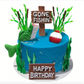 Fishing Themed Plastic Cake Topper Set