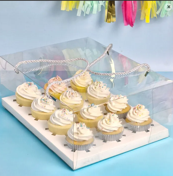 Clear Cupcake Box with Handles (12 Hole Insert)