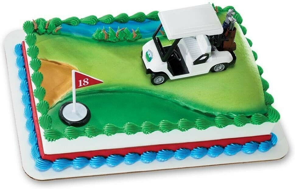 Golf Cart Plastic Cake Topper Set